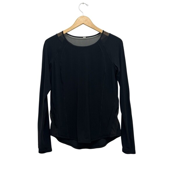 Lululemon Fresh In Mesh Long Sleeve Black Top Activewear W3APFS Women’s Size 10 - Picture 5 of 11